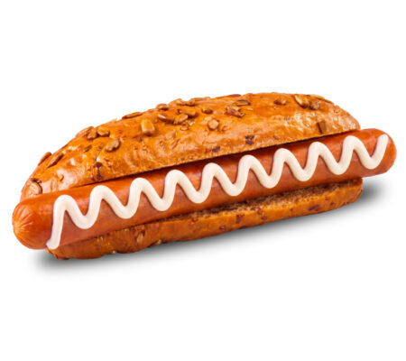Amerikāņu hotdogs ar Kabanos desiņu graudu maizē