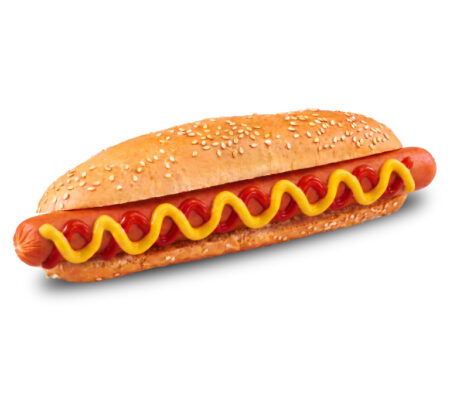 Amerikāņu hotdogs ar Kabanos desiņu baltā maizē