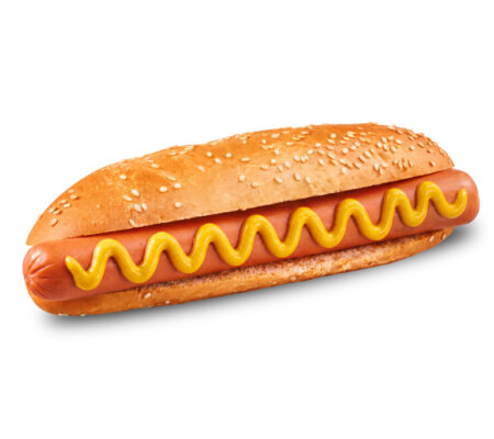 Amerikāņu hotdogs ar grila desiņu baltā maizē